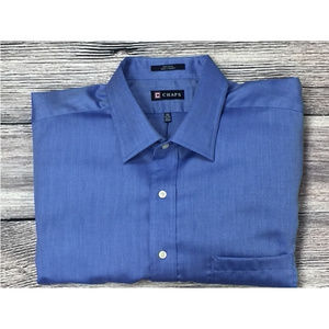 Mens Blue Cotton Twill Long Sleeve Dress Shirt XXL